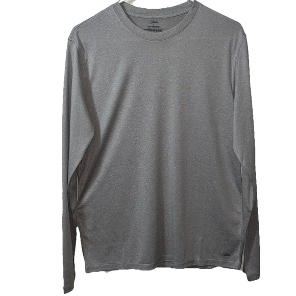 Saks logo'd mens performance t shirt S Gray athletic running volleyball preppy - Picture 1 of 6